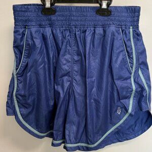 FREE PEOPLE FP MOVEMENT Nylon Shorts Blue/ Aqua Trim Pockets Lined S
